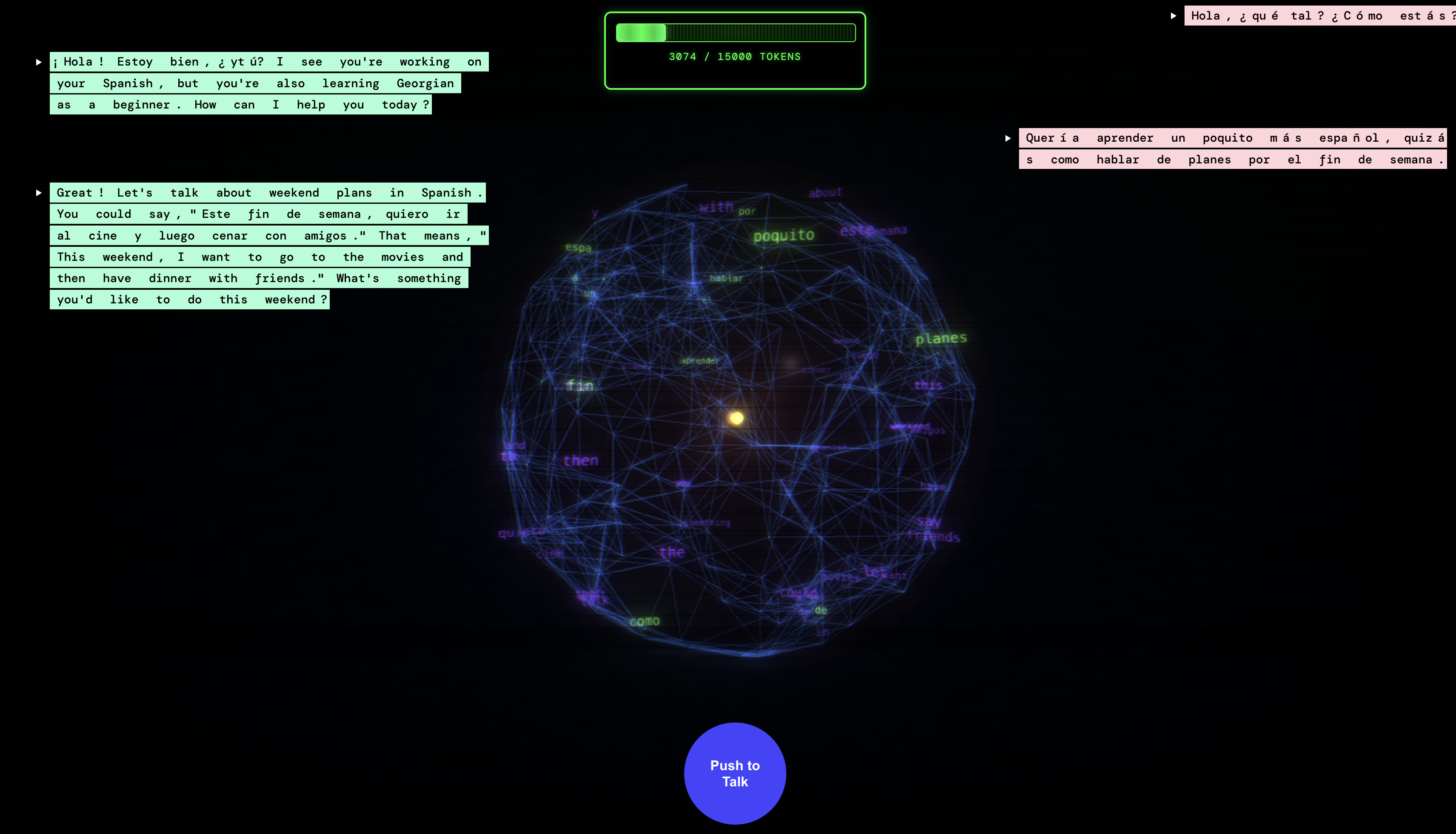 Tinge — vocabulary network visualization with conversation interface